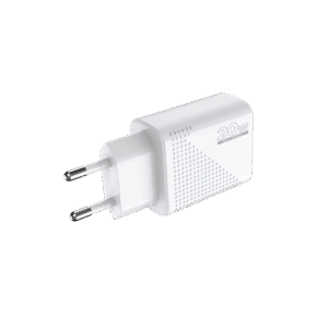 Adaptateur secteur ORYX 20W montrant les protections intégrées et la compatibilité iPhone Android