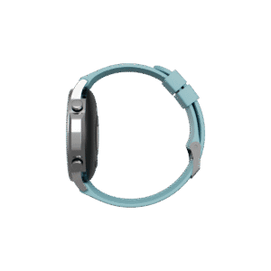 Smartwatch Oryx Swift7 de couleur noire, écran allumé, prête pour le sport et le suivi d'activité physique