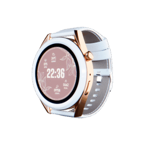 Écran IPS lumineux de la smartwatch Oryx Diva affichant les données de fréquence cardiaque.