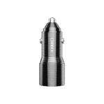 Vue détaillée du chargeur allume cigare double USB ORYX, montrant les deux ports USB-A et sa finition métallique pour une charge rapide en auto.