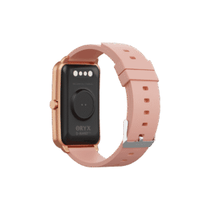 Écran du bracelet connecté S-band Plus affichant la pression artérielle et l'autonomie restante.