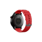 Vue détaillée de la smartwatch RS10 ORYX en couleur Scarlet Red, soulignant son design élégant et sa fabrication robuste en acier inoxydable.