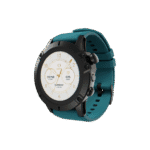 Bracelet connecté en silicone couleur, montrant l'écran tactile clair et le design moderne.