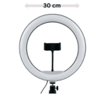 Anneau LED lumineux multicolore avec commandes et trépied, idéal pour le vlogging et le maquillage