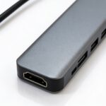 adaptateur usb c hdmi 7 en 1 avec 7 fonctions en 1, port HDMI HDTV 4K et port LAN 100M, pour étendre la connectivité d'un ordinateur, téléphone ou tablette USB-C, disponible sur BrefShop.ma