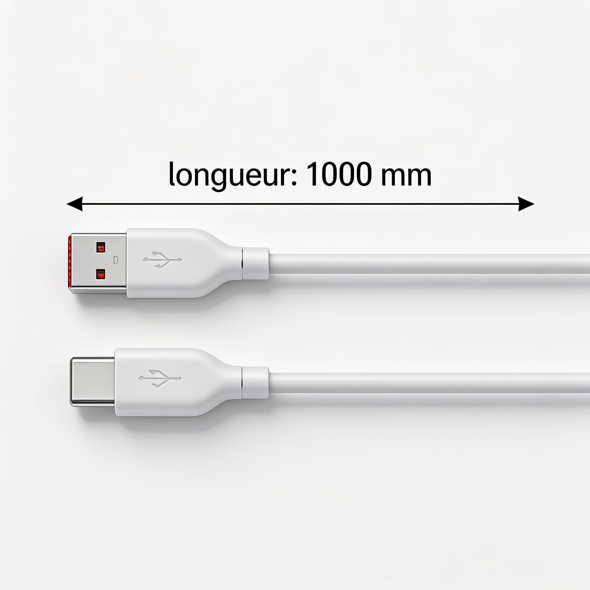 Longueur 1000 mm du câble Lightning KONFULON DC64 mesures du câble lightning konfulon DC64 longueur 1000 mm
