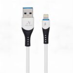 câble usb a vers lightning aroma avec connecteur USB-A mâle et connecteur Lightning mâle, longueur 1 m, pour charger et transférer des données sur iPhone, iPad et iPod, disponible sur BrefShop.ma