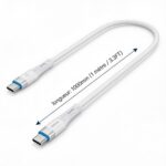 câble usb-c vers usb-c 60w de 1000 mm avec connecteurs USB-C vers USB-C, dimensions et mesures, disponible sur BrefShop.ma