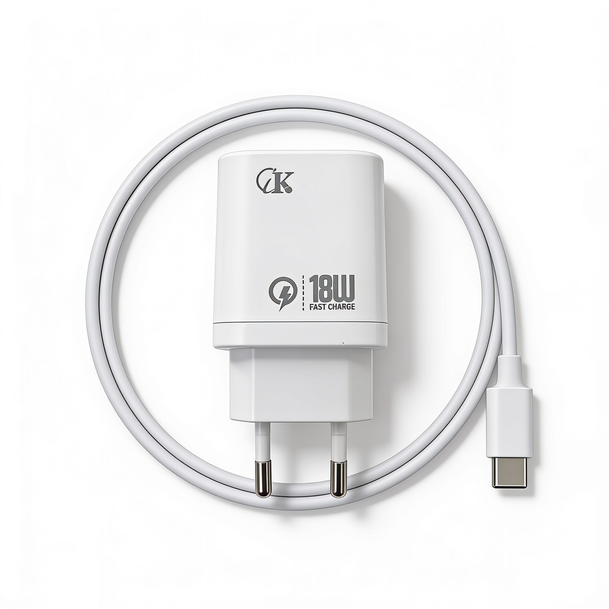 Chargeur rapide USB-C 18W en charge chargeur rapide usb-c 18w CIK CK-A601 en fonctionnement