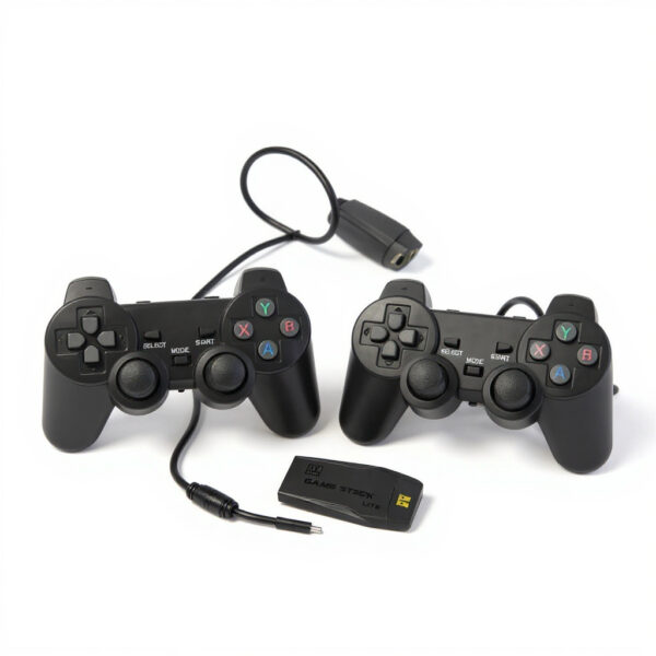 console retro game stick Sortie 4K Ultra HD avec deux manettes sans fil 2.4G et récepteur USB sans fil, à brancher sur un téléviseur via HDMI, disponible sur BrefShop.ma