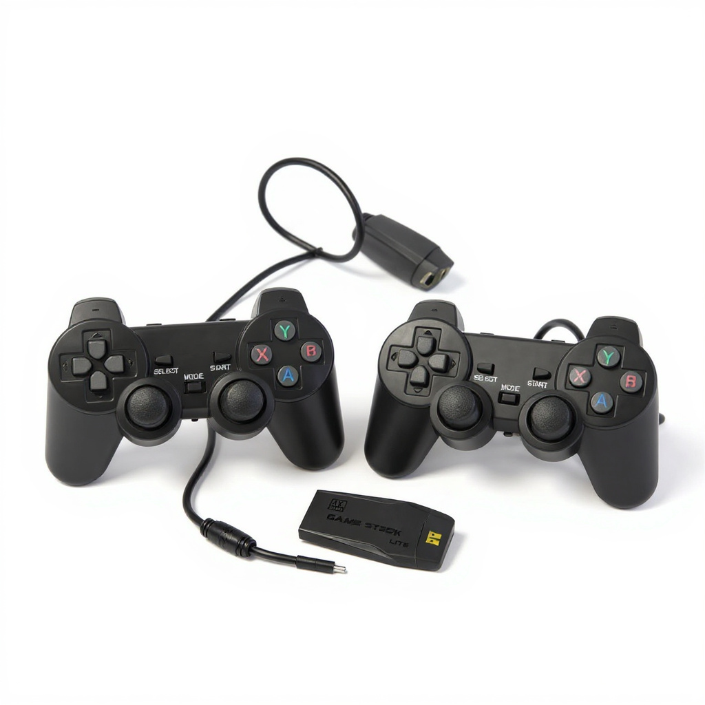 Console retro game stick Game Stick Lite 4K console retro game stick Game Stick Lite 4K noire avec deux manettes sans fil