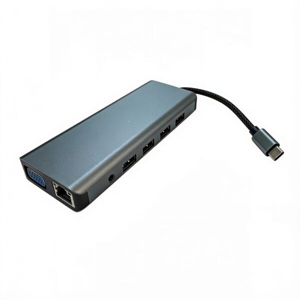 hub usb c multiport 12 en 1 avec double HDMI 4K pour étendre la connectivité d'un ordinateur portable, disponible sur BrefShop.ma