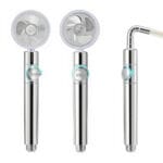 pommeau de douche avec ventilateur tête de douche équipée d'une hélice rotative visible sous un capot transparent, pour douche domestique, disponible sur BrefShop.ma