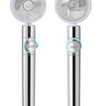pommeau de douche avec ventilateur tête de douche équipée d'une hélice rotative visible sous un capot transparent, pour douche domestique, disponible sur BrefShop.ma
