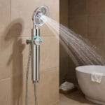 pommeau de douche avec ventilateur robinet d'alimentation à bouton sur le corps, pour douche domestique, disponible sur BrefShop.ma