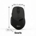 souris wireless batterie intégrée double mode Bluetooth + 2.4G sans fil, dimensions et mesures, pour contrôle et navigation sur ordinateur, disponible sur BrefShop.ma