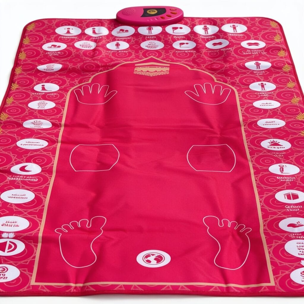 tapis salat parlant 35 touches sensitives 7 langues pour l'apprentissage et la pratique de la prière, disponible sur BrefShop.ma