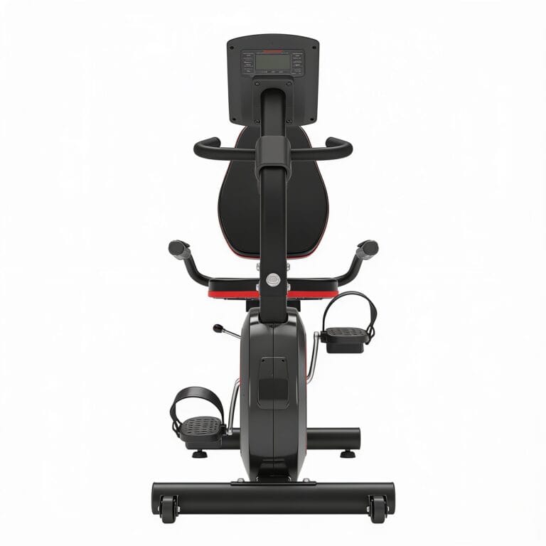 vélo appartement semi-allongé avec selle rembourrée et dossier incliné pour exercice cardiovasculaire à domicile, disponible sur BrefShop.ma